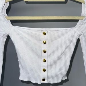 Are You Am I Cropped Long Sleeve Shirt